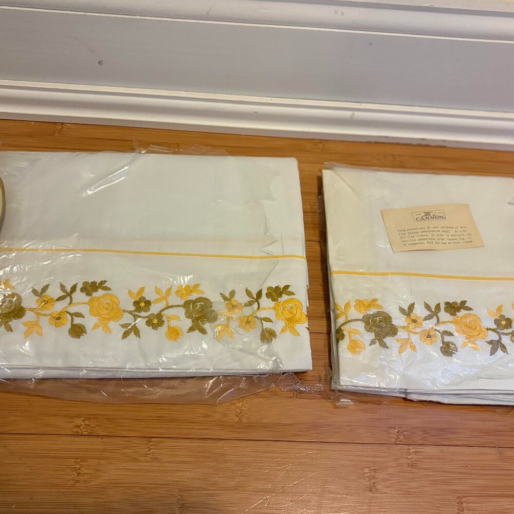 Vintage Cannon Royal Combspun Percale Full Flat Sheet + 2 Pillow Case Cotton
